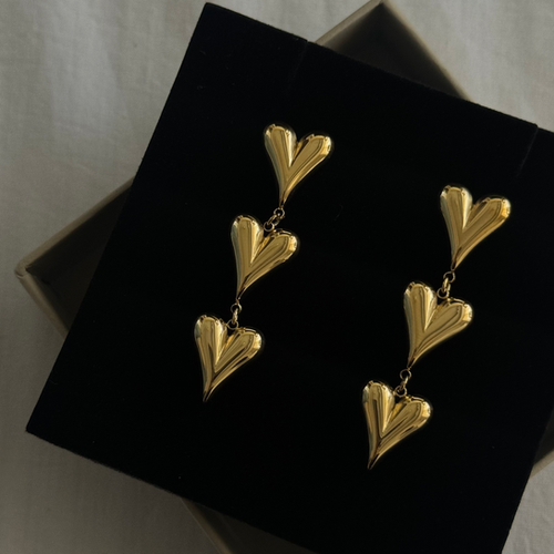 Triple Heart Earings