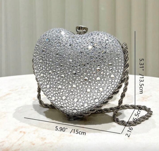 Crystal Heart Glam Clutch